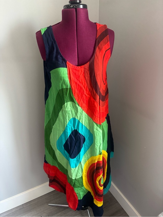 pasha Dresses & Skirts - Colorful Abstract Print Sleeveless Women's Dress - Green, Red, Blue